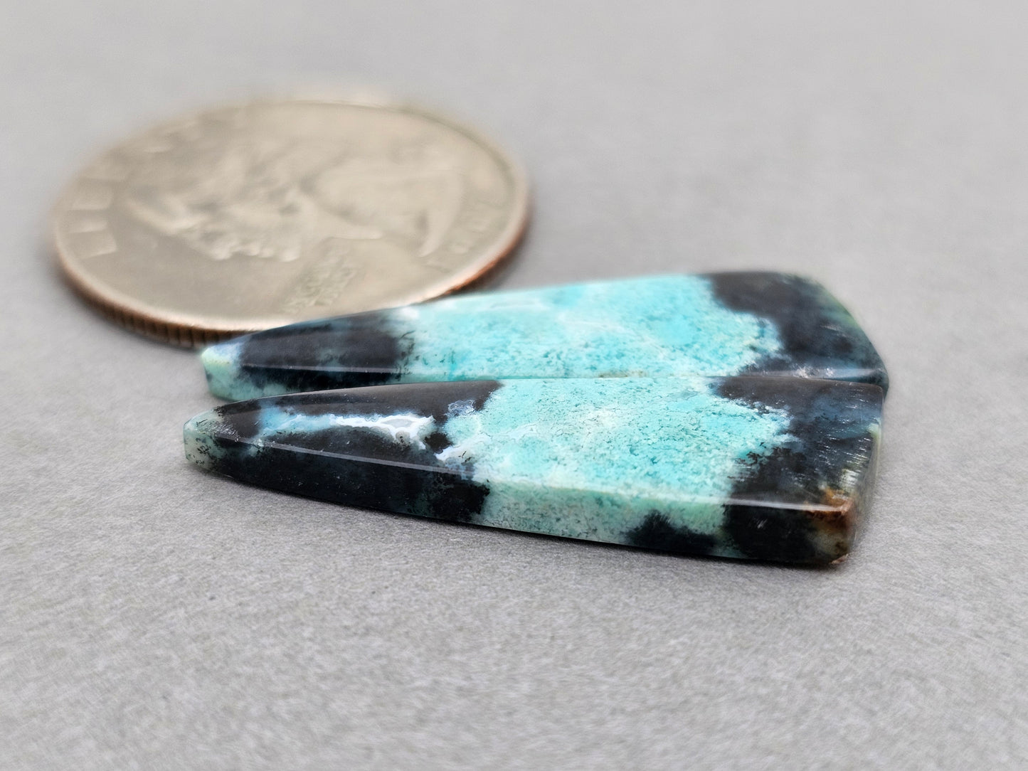 Chrysocolla natural Cabochon Pair