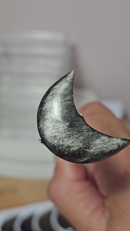 Gold sheen Obsidian Moon Cabochon