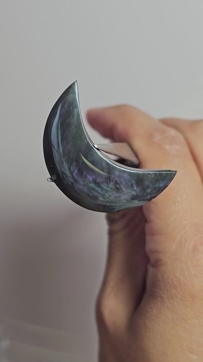 Velvet Obsidian Moon Cabochon