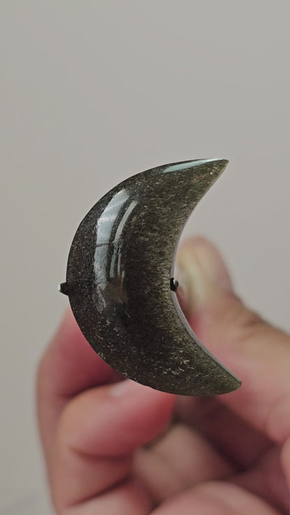 Golden Obsidian Moon Cabochon