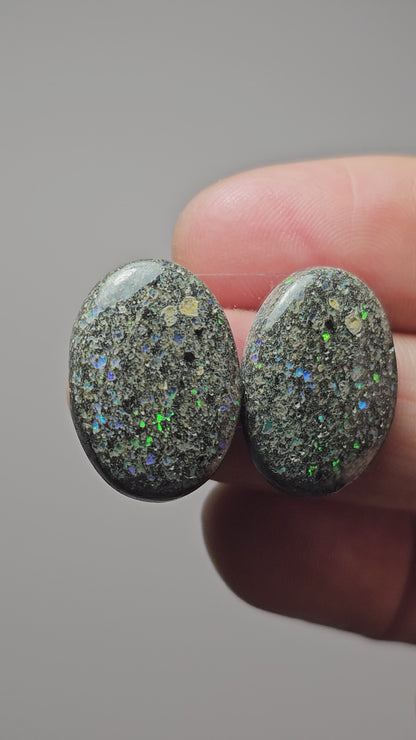 Rare Mexican Leopard Opal Cabochon Pair