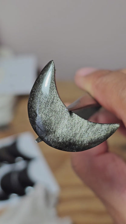 Gold sheen Obsidian Moon Cabochon