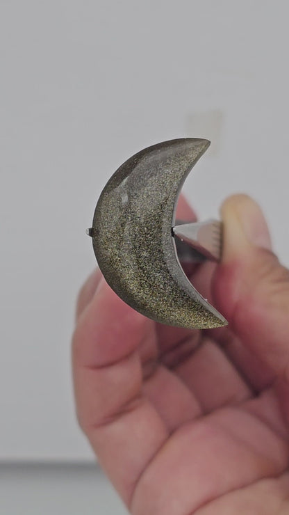 Golden Obsidian Moon Cabochon