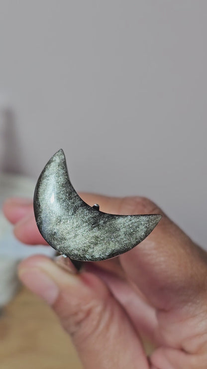 Gold sheen Obsidian Moon Cabochon