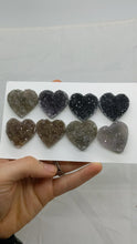 Load and play video in Gallery viewer, Amethyst and agate druzy hearts
